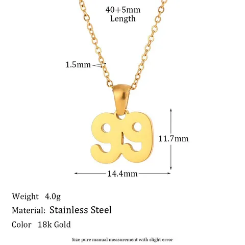 Minimalistischer Edelstahl Geburtsjahr Nummer Anhänger Halskette Für Damen Personalisiert 18K Vergoldet Gedenkschmuck