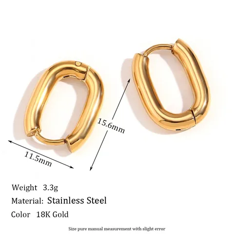 Minimalist Stainless Steel Hoop Earrings For Women 18K Gold Plated Geometric U-Shaped Small Niche Fashion Jewelry Earring