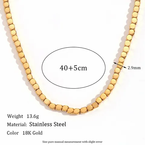 Minimalistische Edelstahl 18K Gold Silber Plattiert Würfel Perlen Halskette Geometrische Choker Für Damen Mode Schmuck