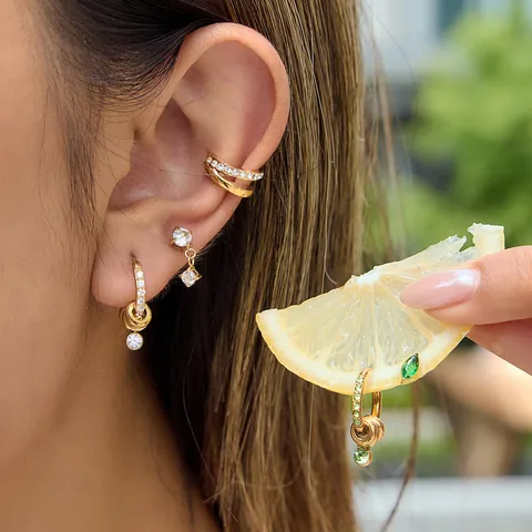 Stainless Steel Zirconia Hoop Earrings For Women Gold Silver Plated Circle Dangle Earrings Lightweight Elegant Jewelry Gift
