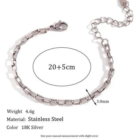Minimalist Stainless Steel 18K Gold Plated Long Box Chain Necklace Bracelet Anklet Waist Chain For Women Fashion Jewelry Set