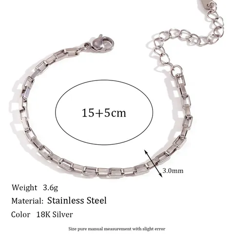 Minimalist Stainless Steel 18K Gold Plated Long Box Chain Necklace Bracelet Anklet Waist Chain For Women Fashion Jewelry Set