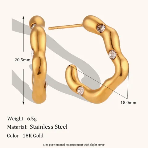 Vintage Edelstahl Hoop Ohrringe Für Damen Gold Überzogen Geometrische Strass Zirkonia Künstliche Perle Emaille Ohrschmuck