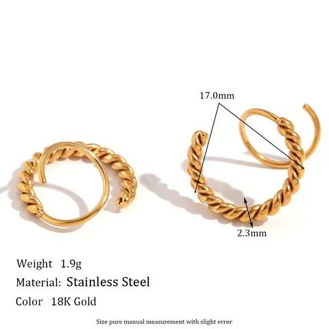 Vintage Minimalistische Edelstahl Twist Helix Hoop Ohrringe 18K Gold Silber Plattiert Mode Pendeln Damen Schmuck Geschenk