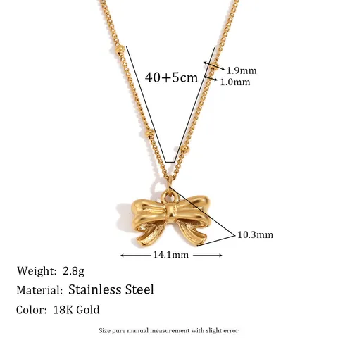 Minimalist Stainless Steel Bow Jewelry Set For Women Gold Silver Plated Necklace And Earrings Fashion Delicate Bowknot Jewelry