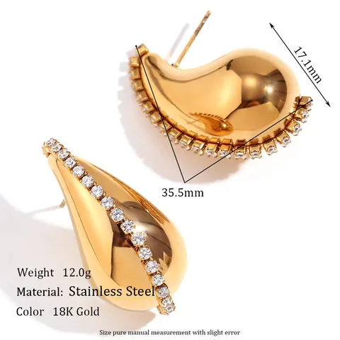 Stainless Steel Earrings 18K Gold Plated Geometric Chunky Hoop Stud Earrings For Women Minimalist Vintage Fashion Jewelry
