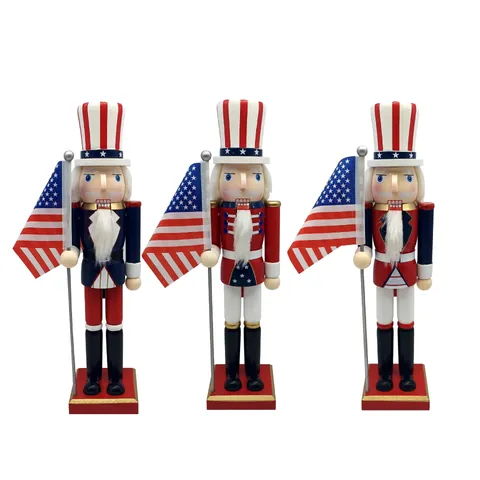 Patriotische Uncle Sam Holz Nussknacker Figur Für Unabhängigkeitstag Dekor Amerikanische Flagge Stars And Stripes Handbemalt Ornament
