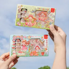 Cute Cartoon PET Washi Tape Sticker Set For Journaling DIY Scrapbooking Materials Girls Students Stationery Gift Box Set