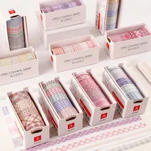 Grid Pattern Washi Tape Set Washi Paper Decorative Plaid Stickers For DIY Scrapbooking Journaling Stationery Gift Supplies