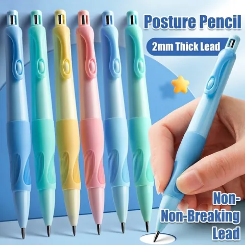 Dolphin Shape Posture Correction Mechanical Pencil 2mm Thick Lead Ergonomic Grip Built-In Sharpener For Kids School Writing Supplies