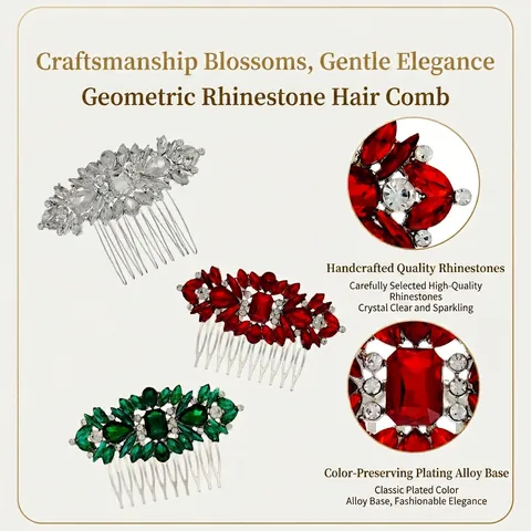 Pettine Per Capelli Da Sposa Retrò Lega Strass Di Vetro Fiore Foglia Copricapo Da Sposa Per Donna Festa Accessorio