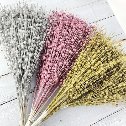 Artificial Berry Stems Glitter Foam Fruit Picks Christmas Tree Decoration Floral Arrangement Diy Crafts Festive Ornament
