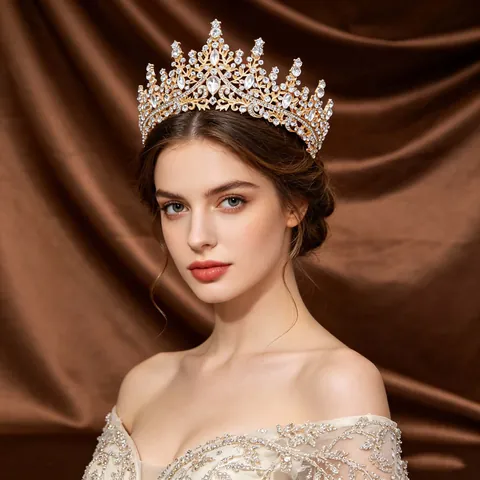Baroque Bridal Crown Tiara Alloy Rhinestone Crystal Luxury Wedding Headpiece Pageant Party Hair Accessories For Women
