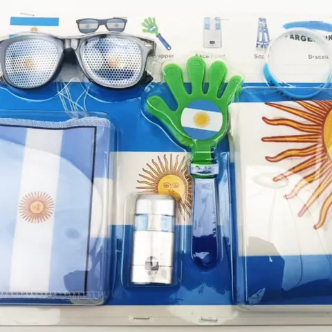 PVC Plastic Soccer Fan Cheering Kit With National Flag Glasses Hand Clapper Face Paint Bracelet Scarf Set For Game Party