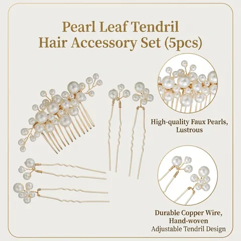 Pettine Per Capelli Da Sposa E Forcine Fatti A Mano Künstliche Perle Sintetiche Elegante Filo Dorato Floreale Per Matrimonio Festa Donna