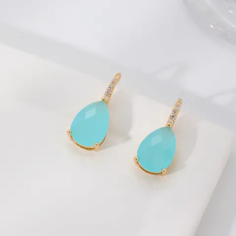 Water Drop Dangle Earrings Copper Micro Pave Zircon Elegant Pear Cut Crystal Jewelry For Women