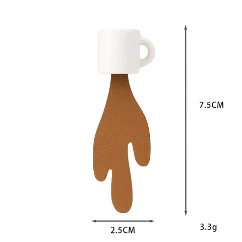 Marque-Page Café Renversé Créatif Cuir PU Design 3D Nouveauté Accessoire De Lecture Pour Les Amoureux Des Livres