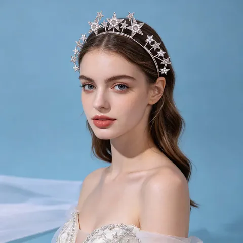 Fascia Stella Corona Tiara Lega Strass Perla Artificial Finta Accessori Capelli Sposa Matrimonio Per Le Donne Gioielli Festa Principessa