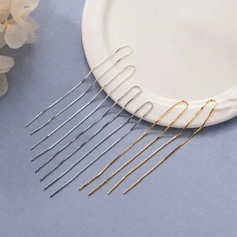 925 Sterlingsilber Ohrfäden Lange Venezianerkette Quasten Ohrringe Minimalistische Geometrische Ohrlinie Für Damen Schmuck