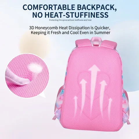Star Print School Bag Set For Girls Kids Large Capacity Waterproof Backpack With Lunch Bag And Pencil Case Student Bookbag