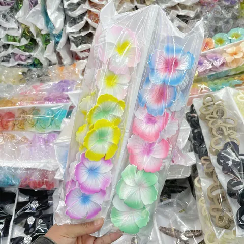 Women Plumeria Flower Hair Claw Clip Matte Polystyrene Gradient Candy Color Shark Clip Hair Accessories For Vacation Beach Daily Decorative Hair Clip