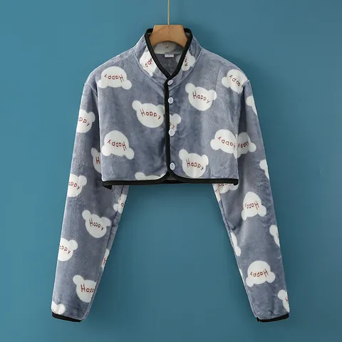 Women Flannel Warm Shoulder Protector Thickened Cropped Shrug For Elderly Sleeping Neck Cold Protection Postpartum Shawl