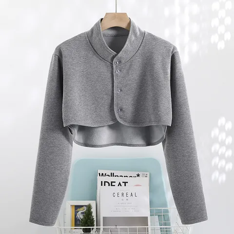 Women Men Shoulder Neck Support Warmer Fleece Lined Cotton Bolero Cape Short Cardigan For Sleeping Home Elderly Care Protection