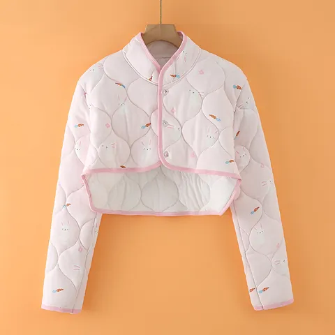 Damen Gesteppter Schulterschutz Warmer Umhang Zum Schlafen Herbst Winter Baumwolle Flanell Wattiertes Crop Top Jacke Für Damen