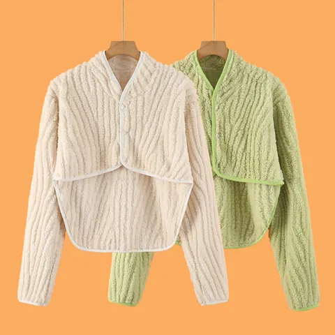 Bolero de Franela Gruesa para Mujer Protector de Hombros Invierno Cálido Manga Larga Capa de Lactancia Soporte de Cuello