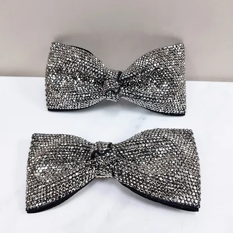 Luxe Strass Strik Haarspeld Koreaanse Stijl Glinsterende Kristallen Bowknot Eendenbek Speld Elegante Haarnadel Vrouwen Haaraccessoires