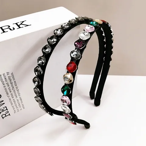 Vintage Luxury K9 Crystal Headband Elegant Iron Hair Hoop With Fabric Wrap Fashion Hair Accessories For Women Wedding Party
