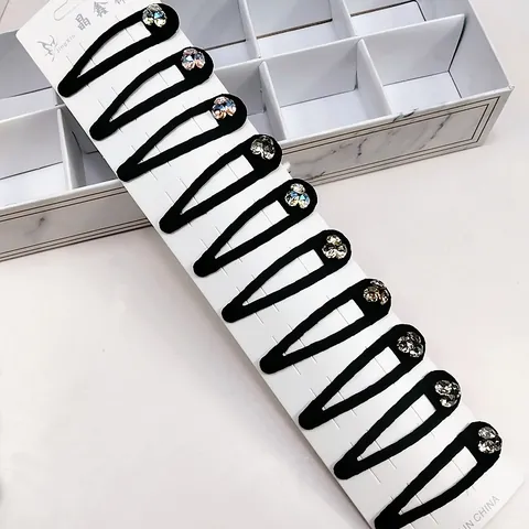 Pinzas para el Cabello Negras con Diamantes de Imitación para Mujer Clips BB de Metal de Aleación Horquillas Accesorios para el Cabello