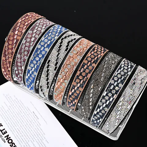 Cerchietto di Lusso con Strass per Donna Fascia per Capelli Larga Antiscivolo con Motivo Geometrico Accessori Capelli