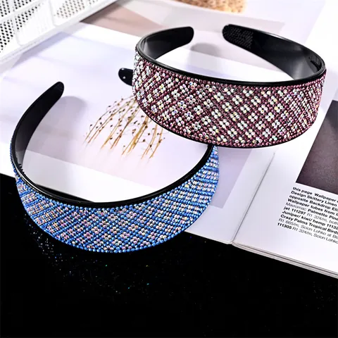 Dames Mode Strass Brede Haarband Volledig Ingelegde Veelkleurige Glinsterende Haarkrans Antislip Met Tanden Haaraccessoire Feest Sieraden