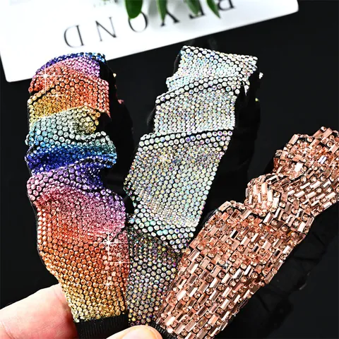 Diadema de Plisado de Diamantes de Imitación Vintage Francés Lujo Diadema Acolchada de Cristal Brillante Accesorios para el Cabello