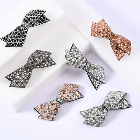 Elegante Pinza para el Cabello con Lazo de Doble Capa y Strass Brillante Cristal Geométrico Clip de Resorte Accesorio para el Cabello Mujer