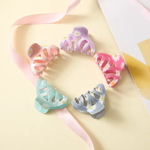 Pinzas Para El Cabello Estilo Coreano Con Estampado De Margaritas Colores Dulces Horquilla De Acrílico Para Mujer Accesorios