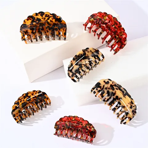 Pinza de Garra de Acetato de Celulosa de Carey Retro Francés Pinza de Tiburón Grande Accesorios para el Cabello Mujer