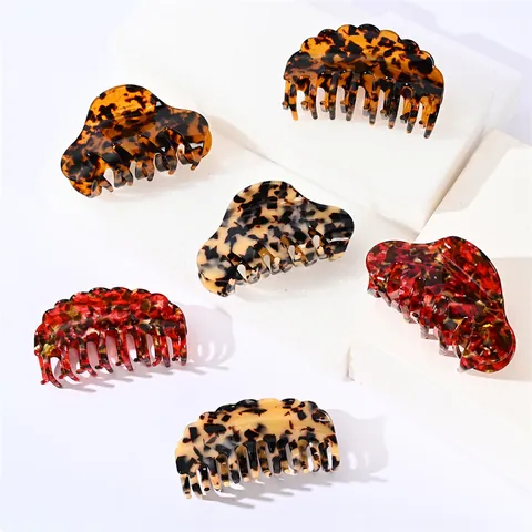 Pinza de Garra de Acetato de Celulosa de Carey Retro Francés Pinza de Tiburón Grande Accesorios para el Cabello Mujer
