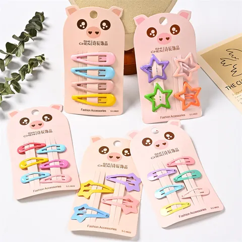Pinzas para el Cabello de Aleación de Esmalte Coloridas Gota de Agua Estrella Geométrica para Niñas Niños Juego de Horquillas BB de Acero Inoxidable Accesorios para el Cabello de Moda