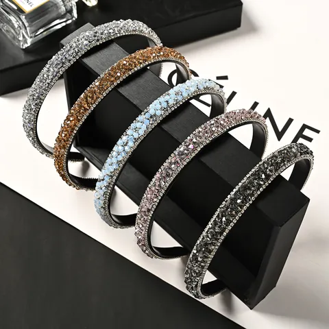 Elegant Rhinestone Crystal Hair Band For Women Fashion Luxury Thin Sparkly Headband Daily Party Wedding Hair Accessories