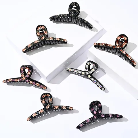 Pinza para el Pelo Grande con Diamantes de Imitación Elegante Estilo Coreano Accesorio para Cabello Grueso Mujer