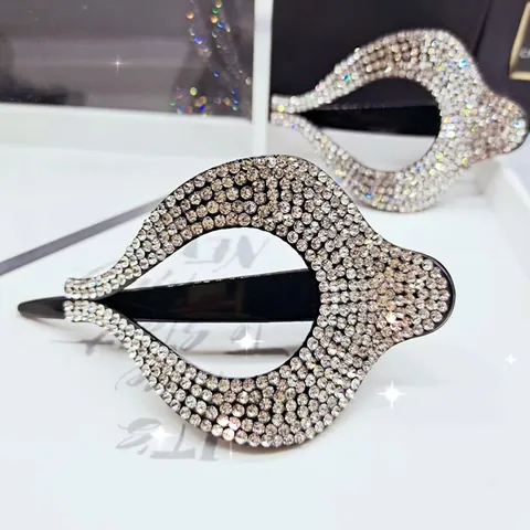 Vintage Elegant Rhinestone Heart Hair Claw Clip Full Crystal Hairpin Large Hair Accessory For Women Wedding Party Jewelry