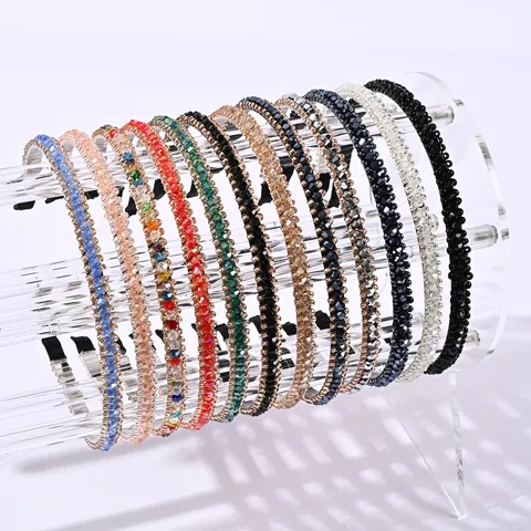 Cerchietto con Perline di Cristallo per Donna Minimalista Antiscivolo Fatto a Mano Semplice Accessori per Capelli Gioielli Moda