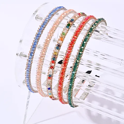 Cerchietto con Perline di Cristallo per Donna Minimalista Antiscivolo Fatto a Mano Semplice Accessori per Capelli Gioielli Moda