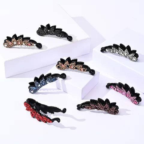 Vintage Strass Bananen Haarspange Für Damen Kleine Vertikale Pferdeschwanz Halter Eingelegte Kristall Haarnadel Schmuck