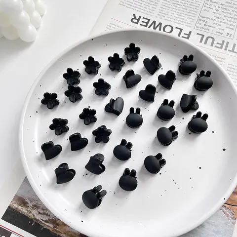Matte Flocked Mini Hair Claws Heart Rabbit Flower Shaped Small Hair Clips For Women Girls Hair Styling Accessories