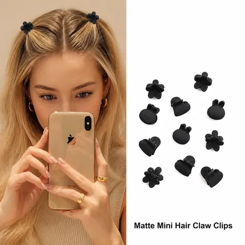 Matte Flocked Mini Hair Claws Heart Rabbit Flower Shaped Small Hair Clips For Women Girls Hair Styling Accessories