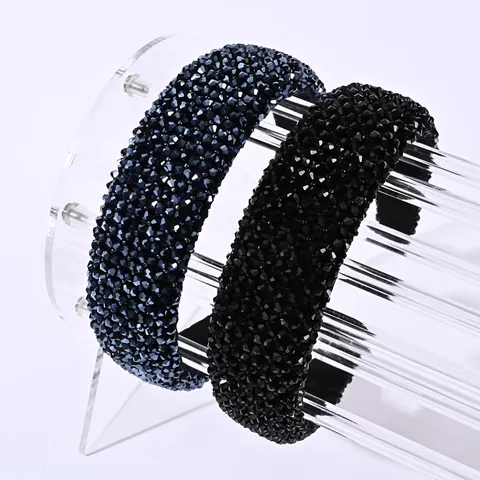 Luxe Vintage Stirnband met Kristallen Kralen voor Dames Breed Dik Gewatteerd Elegante Haaraccessoires voor Bruiloft Feest