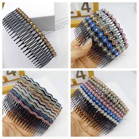 Elegante Strass Haarkämme Für Damen Metallzahn Einsteckkamm Blumen Geometrische Wellen Haarklammern Pony Haar-Accessoires Hochzeit Schmuck